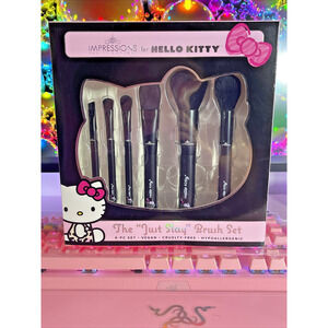 Impressions Vanity Hello Kitty Makeup Brush Set Just Slay 6  Black Sanrio